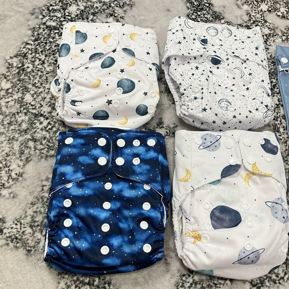 HappyFlute Cloth Diaper Lot 4 Pocket Diapers Wet Bag Reusable NWOT